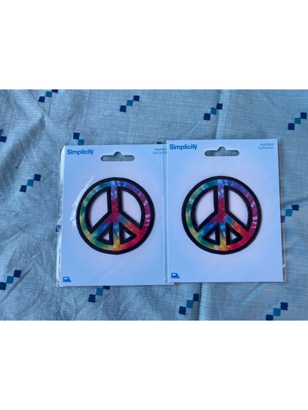 Rainbow Peace Sign on Black Felt (2-Packs) Iron On Patch